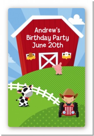 Farm Boy - Custom Large Rectangle Birthday Party Sticker/Labels
