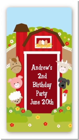 Farm Animals - Custom Rectangle Birthday Party Sticker/Labels