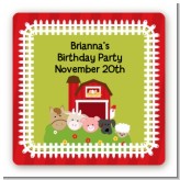 Farm Animals - Square Personalized Birthday Party Sticker Labels