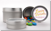 Faux Gold and Lavender Stripes - Custom Baby Shower Favor Tins