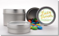 Faux Gold and Mint Stripes - Custom Baby Shower Favor Tins