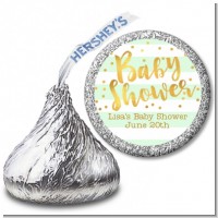 Faux Gold and Mint Stripes - Hershey Kiss Baby Shower Sticker Labels