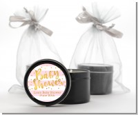Faux Gold and Pink Stripes - Baby Shower Black Candle Tin Favors