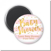 Faux Gold and Pink Stripes - Personalized Baby Shower Magnet Favors