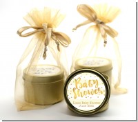 Faux Gold and Yellow Stripes - Baby Shower Gold Tin Candle Favors