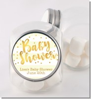 Faux Gold and Yellow Stripes - Personalized Baby Shower Candy Jar