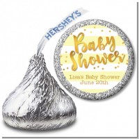 Faux Gold and Yellow Stripes - Hershey Kiss Baby Shower Sticker Labels
