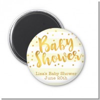 Faux Gold and Yellow Stripes - Personalized Baby Shower Magnet Favors