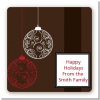 Festive Ornaments - Square Personalized Christmas Sticker Labels