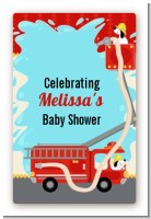 Fire Truck - Custom Large Rectangle Baby Shower Sticker/Labels