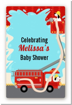Fire Truck - Custom Large Rectangle Baby Shower Sticker/Labels
