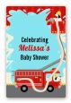 Fire Truck - Custom Large Rectangle Baby Shower Sticker/Labels thumbnail