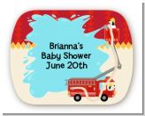 Fire Truck - Personalized Baby Shower Rounded Corner Stickers