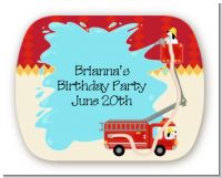 Fire Truck - Personalized Birthday Party Rounded Corner Stickers