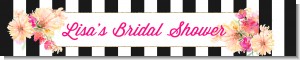 Black and White Stripe Floral Watercolor - Personalized Bridal Shower Banners