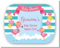 Flamingo - Personalized Baby Shower Rounded Corner Stickers
