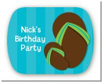 Flip Flops Boy Pool Party - Personalized Birthday Party Rounded Corner Stickers