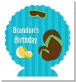 Flip Flops Boy Pool Party - Personalized Birthday Party Centerpiece Stand
