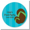 Flip Flops Boy Pool Party - Round Personalized Birthday Party Sticker Labels thumbnail