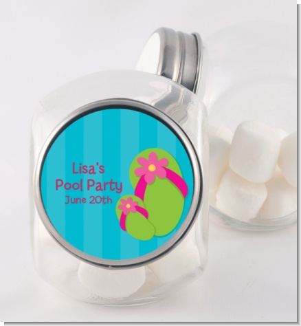 Flip Flops Girl Pool Party - Personalized Birthday Party Candy Jar