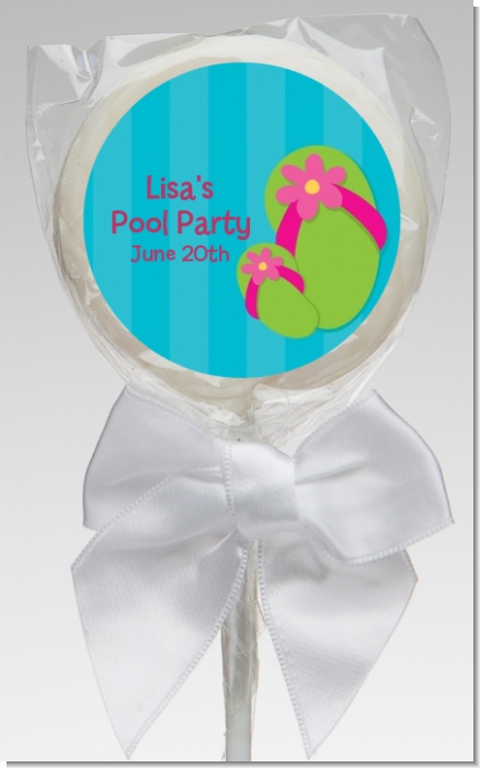 Flip Flops Girl Pool Party - Personalized Birthday Party Lollipop Favors