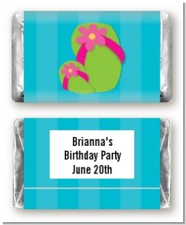 Flip Flops Girl Pool Party - Personalized Birthday Party Mini Candy Bar Wrappers