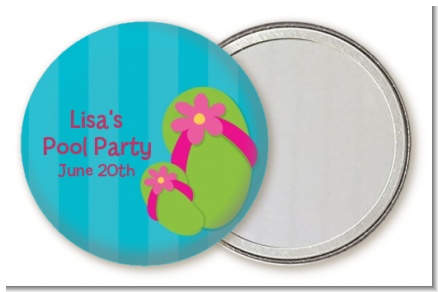 Flip Flops Girl Pool Party - Personalized Birthday Party Pocket Mirror Favors