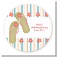 Flip Flops - Round Personalized Birthday Party Sticker Labels thumbnail