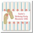 Flip Flops - Square Personalized Birthday Party Sticker Labels thumbnail