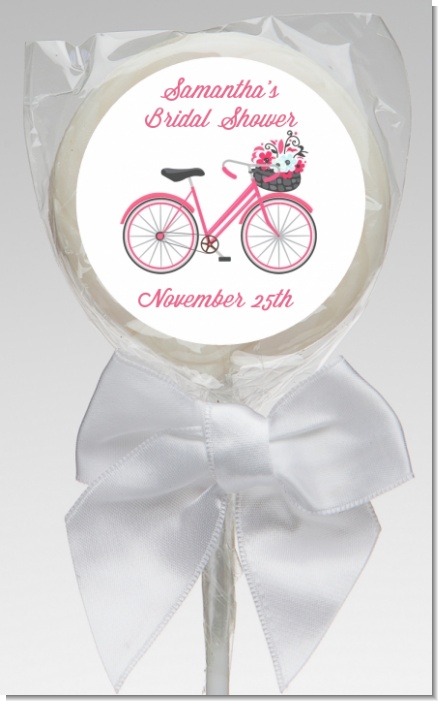 Floral Bicycle - Personalized Bridal Shower Lollipop Favors