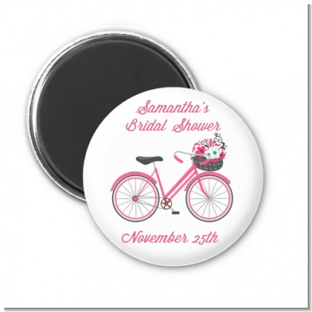 Floral Bicycle - Personalized Bridal Shower Magnet Favors