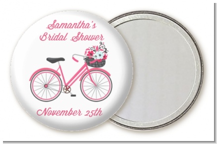 Floral Bicycle - Personalized Bridal Shower Pocket Mirror Favors