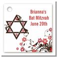 Jewish Star Of David Floral Blossom - Personalized Bar / Bat Mitzvah Card Stock Favor Tags thumbnail