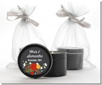 Floral Motif - Bridal Shower Black Candle Tin Favors