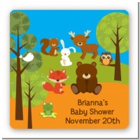 Forest Animals - Square Personalized Baby Shower Sticker Labels