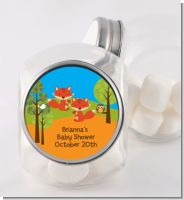 Forest Animals Twin Foxes - Personalized Baby Shower Candy Jar