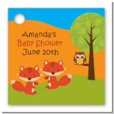 Forest Animals Twin Foxes - Personalized Baby Shower Card Stock Favor Tags