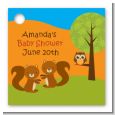 Forest Animals Twin Squirels - Personalized Baby Shower Card Stock Favor Tags thumbnail