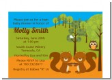 Forest Animals Twin Squirels - Baby Shower Petite Invitations