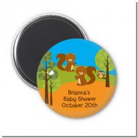 Forest Animals Twin Squirels - Personalized Baby Shower Magnet Favors