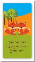 Forest Animals Twin Foxes - Custom Rectangle Baby Shower Sticker/Labels