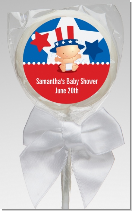 Fourth Of July Little Firecracker - Personalized Baby Shower Lollipop Favors