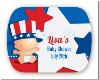 Fourth Of July Little Firecracker - Personalized Baby Shower Rounded Corner Stickers