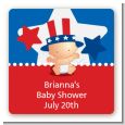 Fourth Of July Little Firecracker - Square Personalized Baby Shower Sticker Labels thumbnail