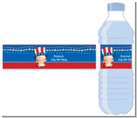 Fourth Of July Stars & Stripes - Personalized Baby Shower Water Bottle Labels