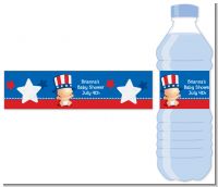 Fourth Of July Little Firecracker - Personalized Baby Shower Water Bottle Labels