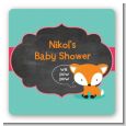 Fox and Friends - Square Personalized Baby Shower Sticker Labels thumbnail
