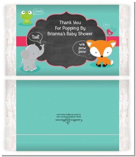 Fox and Friends - Personalized Popcorn Wrapper Baby Shower Favors