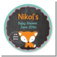 Fox and Friends - Round Personalized Baby Shower Sticker Labels thumbnail