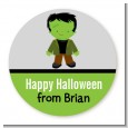 Frankenstein - Round Personalized Halloween Sticker Labels thumbnail